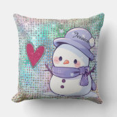 Schattigee Snowman Pastel Pattern Heart Kussen (Voorkant)