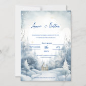 Schattigee Snowy Landscape Winterbruiloft Magnetische Uitnodiging (Voorkant)