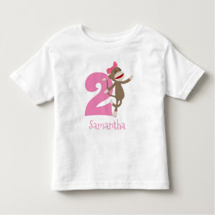 Schattigee Sock Monkey Girl's Verjaardagsleeftijd Kinder Shirts