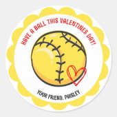 Schattigee Softball Valentijnsdag Stickers (Voorkant)