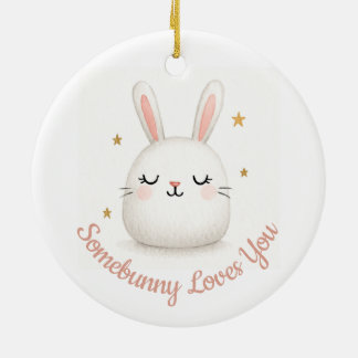 Schattigee Somebunny houdt van je  konijn Keramisch Ornament
