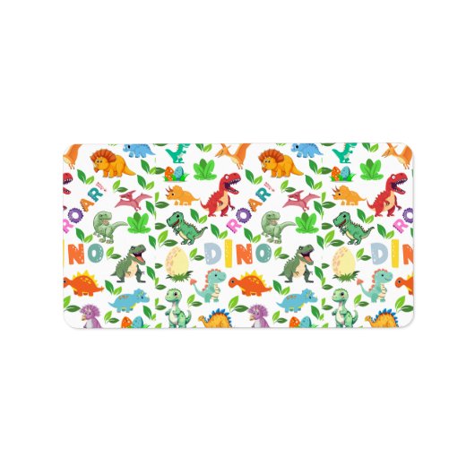 Schattigee soorten dinosaurussen naadloos etiket (Voorkant)