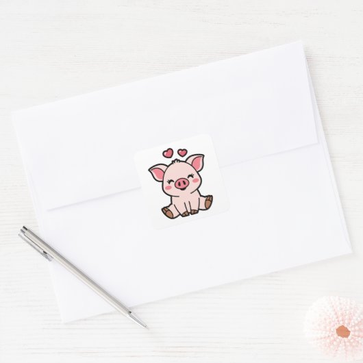 Schattigee spaarpot vierkante sticker (Envelop)