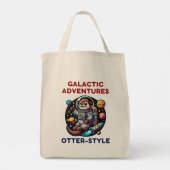 Schattigee Space Otter Adventure in de Melkweg Tote Bag (Achterkant)