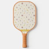 Schattigee Space Sun Moon en Sterren op crème Pickleball Paddle (Voorkant)
