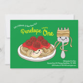 Schattigee Spaghetti Kinder 1e Verjaardagsfeestje Kaart (Voorkant)