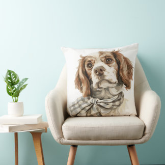 SCHATTIGEE SPANIEL PUPPYHOND MET GROENE SJAAL KUSSEN