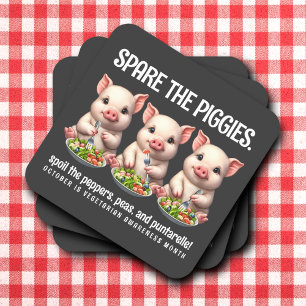 Schattigee Spare de Piggies Eten Salades Vierkante Kartonnen Onderzetter