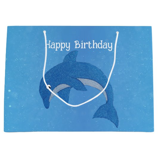Schattigee Sparkle Blue White Jumping Dolphin Verj Groot Cadeauzakje (Voorkant)