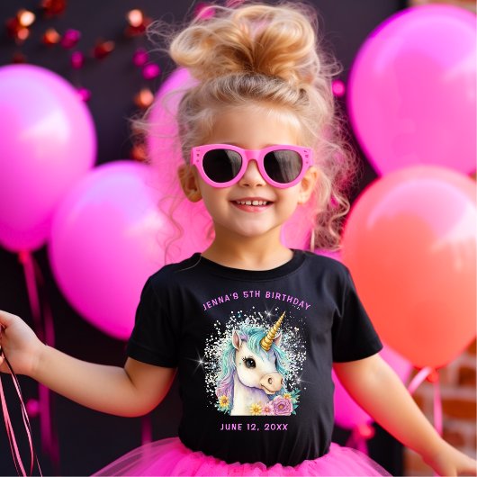 Schattigee Sparkle Magische Eenhoorn Verjaardag T-shirt