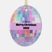 Schattigee Sparkly Pink & Rainbow Disco Ball Chris Keramisch Ornament (Rechts)