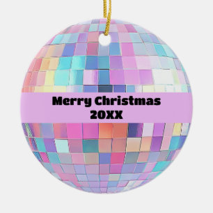 Schattigee Sparkly Pink & Rainbow Disco Ball Chris Keramisch Ornament