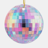 Schattigee Sparkly Pink & Rainbow Disco Ball Keramisch Ornament (Voorkant)