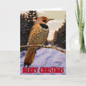 Schattigee specht kerst Kaart (Voorkant)