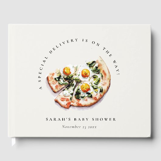 Schattigee speciale levering Pizza Baby shower Par Gastenboek (Voorkant)