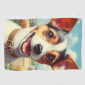 Schattigee Speelgoed Fox Terrier schilderij Golfhanddoek (Horizontaal)