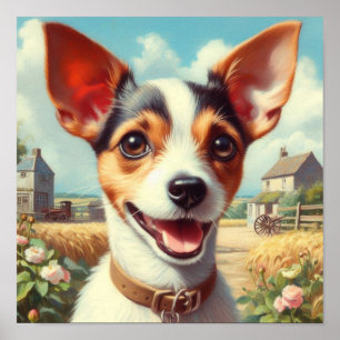 Schattigee Speelgoed Fox Terrier schilderij Poster