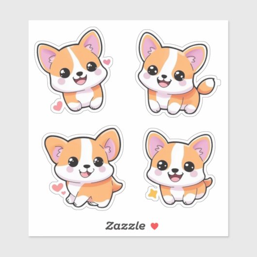 Schattigee speelse Corgi Dog Cartoon Sticker Art (Vel)