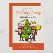 Schattigee speelse handgetekende feestdag kerst kaart (Voorkant / Achterkant)