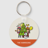 Schattigee speelse handgetekende feestdag kerst sleutelhanger (Achterkant)