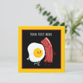 Schattigee spek en eieren ontbijtfeest kaart (Staand voorkant)