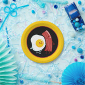 Schattigee spek en eieren ontbijtfeest papieren bordje (Feest)