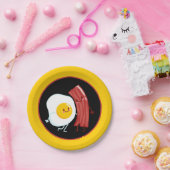 Schattigee spek en eieren ontbijtfeest papieren bordje (Feest)