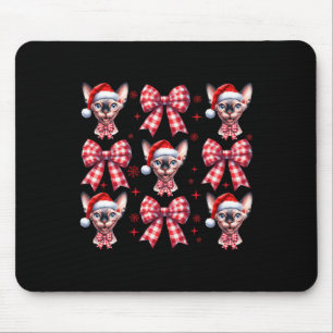 Schattigee Sphynx Cat Red Plaid Coquette Bow Chris Muismat