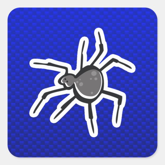 Schattigee spin; blauw vierkante sticker (Voorkant)