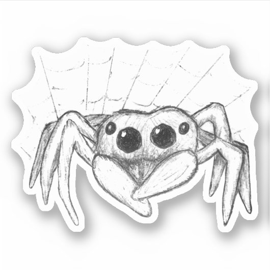 Schattigee spin en webschets sticker (Voorkant)