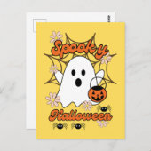 Schattigee spin web spooky halloween briefkaart (Voorkant / Achterkant)