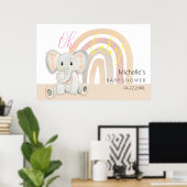Schattigee SPink Baby Elephant Waterverf Illustrat Poster (Thuiskantoor)
