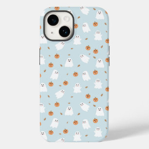 Schattigee Spook & Pompoen Blauw Halloween Patroon Case-Mate iPhone 14 Hoesje