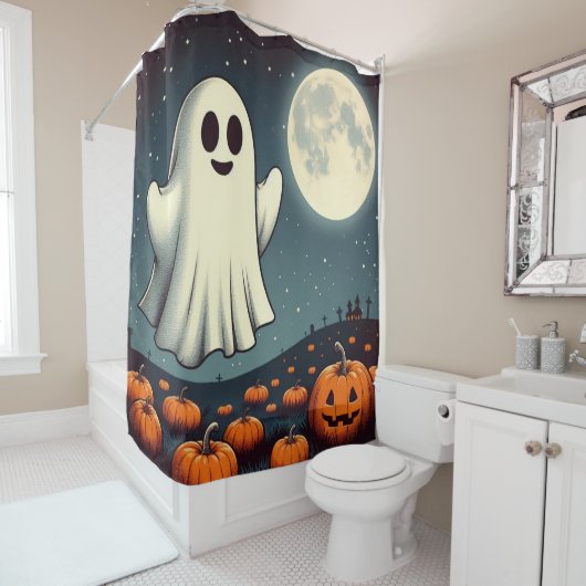 Schattigee,  spook & pompoen Halloween kunst Douchegordijn (In situ)