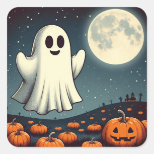 Schattigee, spook & pompoen Halloween kunst Vierkante Sticker