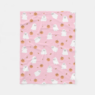 Schattigee Spook & Pompoen Roze Halloween Patroon Fleece Deken