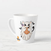 Schattigee spookkat met pompoen | Spooky Halloween Latte Mok (Linkerhoek)
