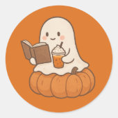 Schattigee spooklezer ronde sticker (Voorkant)