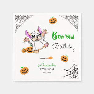 Schattigee spookpompoenen Halloween Happy Birthday Servet