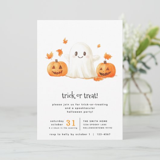 Schattigee spooktaculaire truc of behandelende par kaart (Staand voorkant)