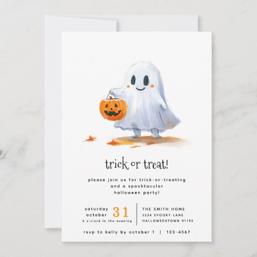 Schattigee spooktaculaire truc of behandelende par kaart (Voorkant)