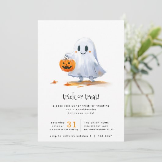 Schattigee spooktaculaire truc of behandelende par kaart (Staand voorkant)