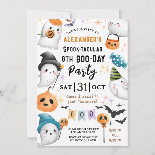 Schattigee Spooktacular Halloween 8e Verjaardag Sc Kaart (Voorkant)