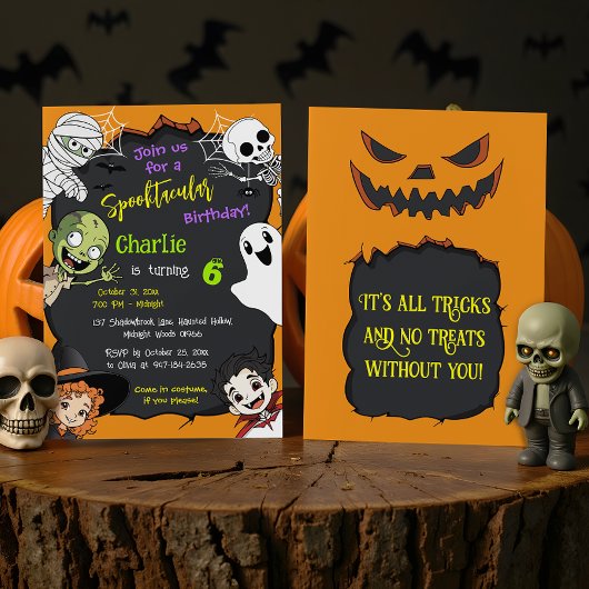 Schattigee Spooktacular Halloween Monster Verjaard Kaart