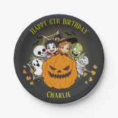 Schattigee Spooktacular Halloween Monster Verjaard Papieren Bordje (Voorkant)