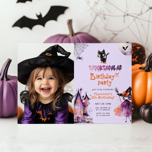 Schattigee Spooktacular verjaardagsfoto Halloween Kaart
