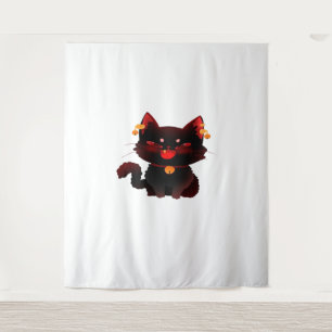 Schattigee Spooky Black Cat met Bells Classic T-sh Wandkleed