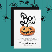 Schattigee Spooky Boo Halloween Sinaasappel gesned Feestdagenkaart