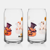 Schattigee Spooky Dog Ghost & Pumpkin Halloween De Blikvorm Glas (Links)
