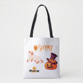 Schattigee Spooky Dog Ghost & Pumpkin Halloween De Draagtas (Voorkant)